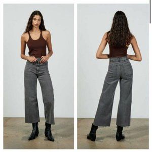 Zara The Marine Straight High Waist Raw Hem Jeans Womens Size 6 NWOT